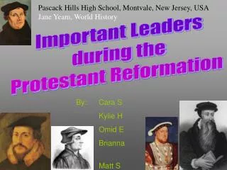 Important Leaders during the Protestant Reformation