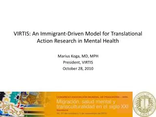 VIRTIS: An Immigrant-Driven Model for Translational Action Research in Mental Health