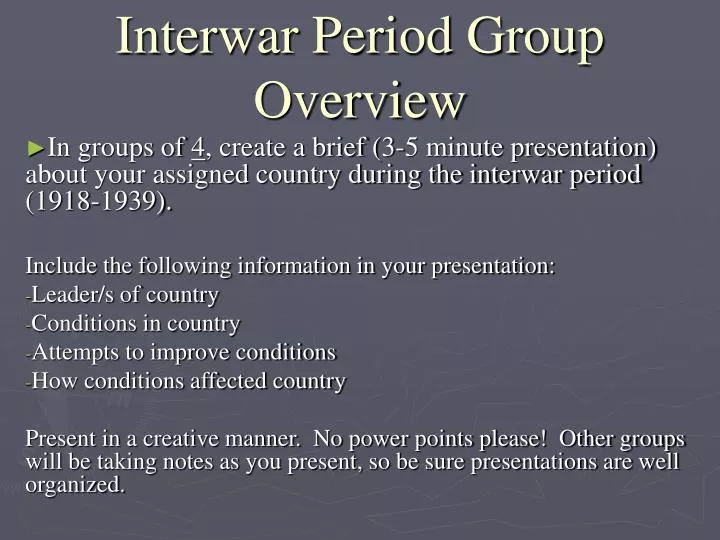 interwar period group overview