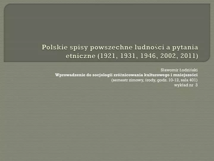 polskie spisy powszechne ludno ci a pytania etniczne 1921 1931 1946 2002 2011