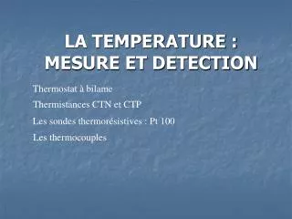 la temperature mesure et detection