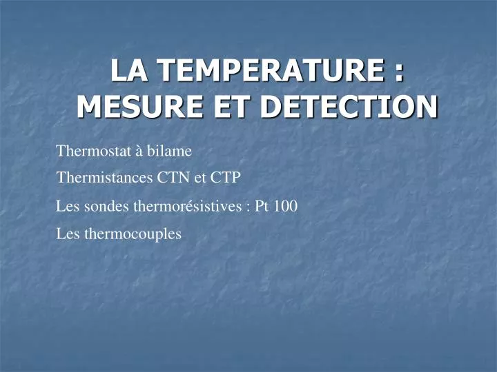 la temperature mesure et detection