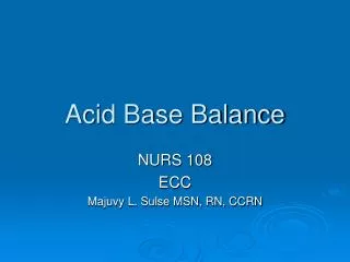 Acid Base Balance