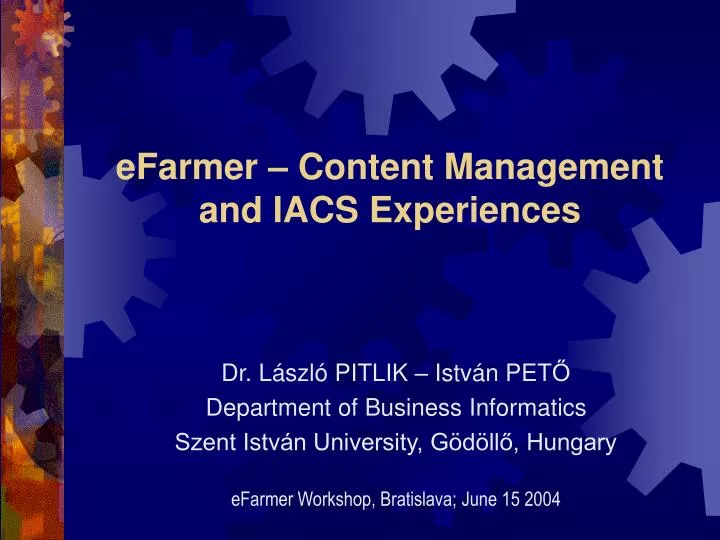 efarmer content management and iacs experiences