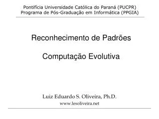 reconhecimento de padr es computa o evolutiva