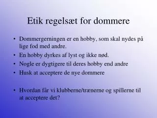 etik regels t for dommere