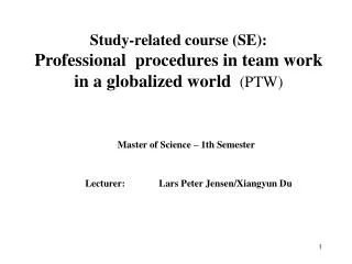 study related course se professional procedures in team work in a globalized world ptw
