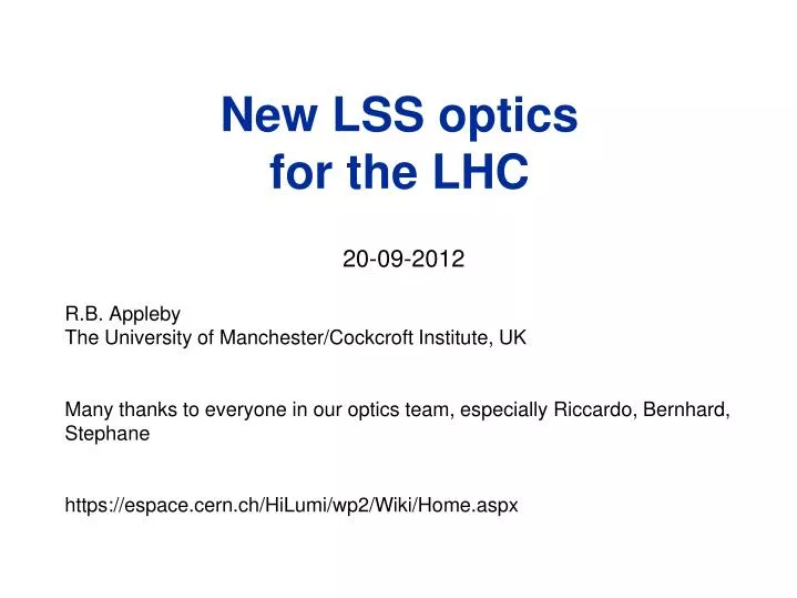 new lss optics for the lhc