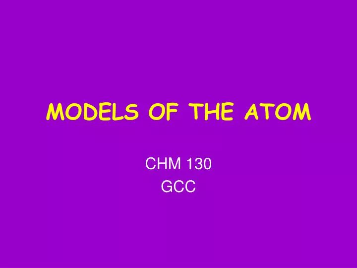 models of the atom