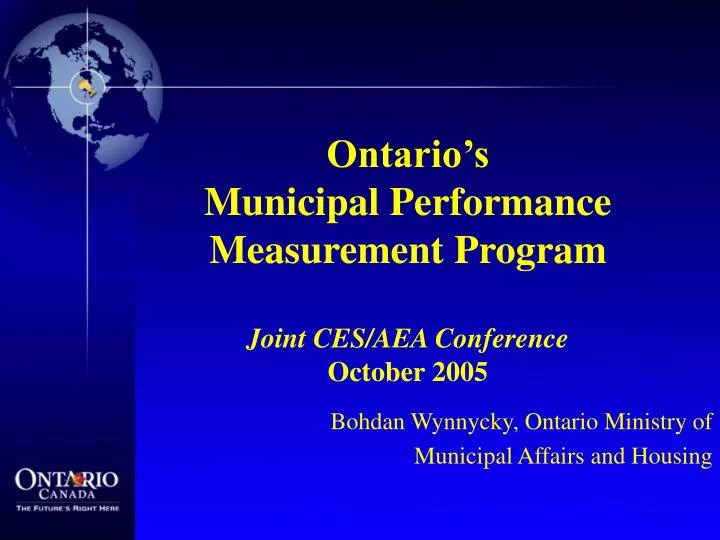 ontario s municipal performance measurement program joint ces aea conference october 2005