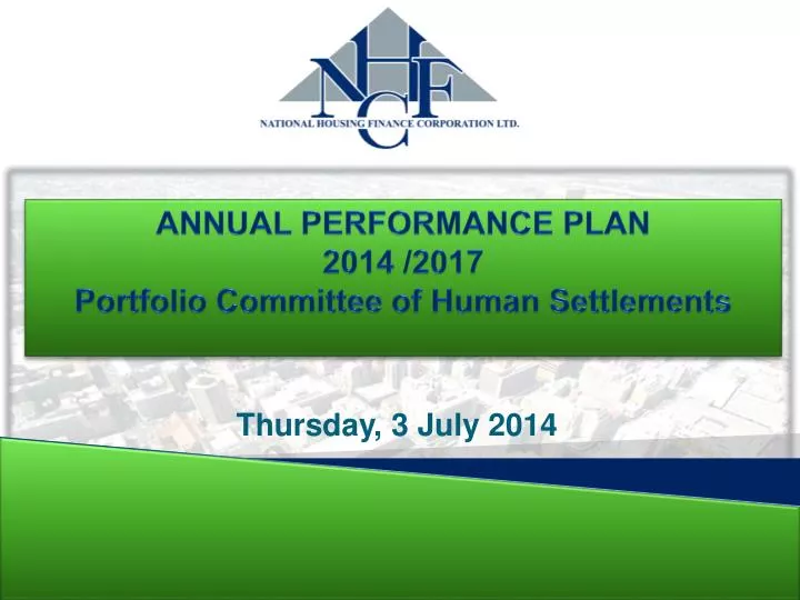 annual performance plan 2014 2017 portfolio committee of human settlements