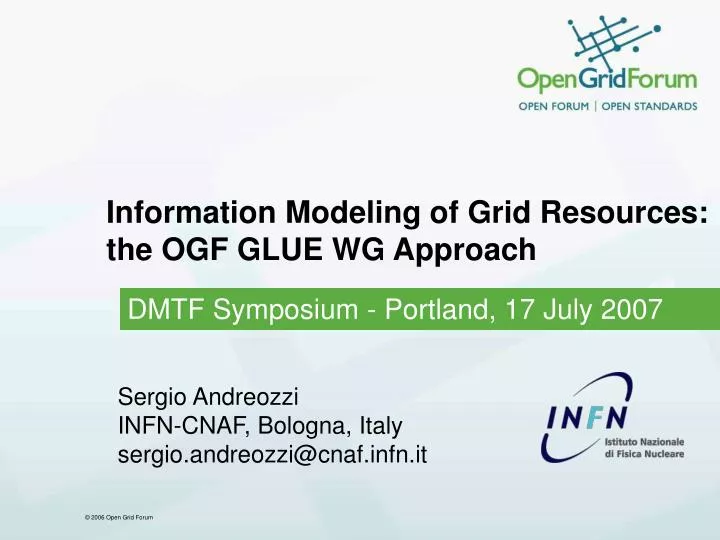 information modeling of grid resources the ogf glue wg approach