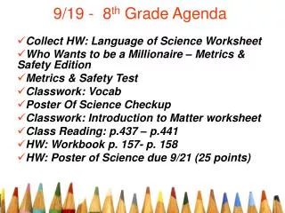 9/19 - 8 th Grade Agenda