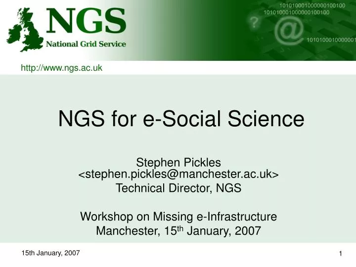 ngs for e social science