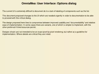 OmniaMea: User Interface: Options dialog