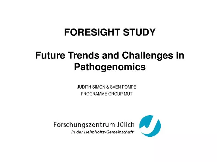 foresight study future trends and challenges in pathogenomics