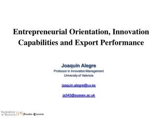 Entrepreneurial Orientation, Innovation Capabilities and Export Performance