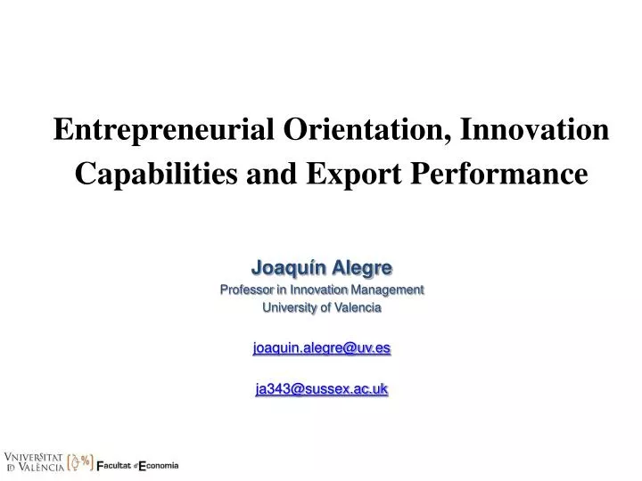 entrepreneurial orientation innovation capabilities and export performance