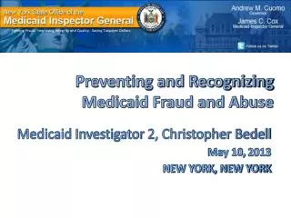 Preventing and Recognizing Medicaid Fraud and Abuse