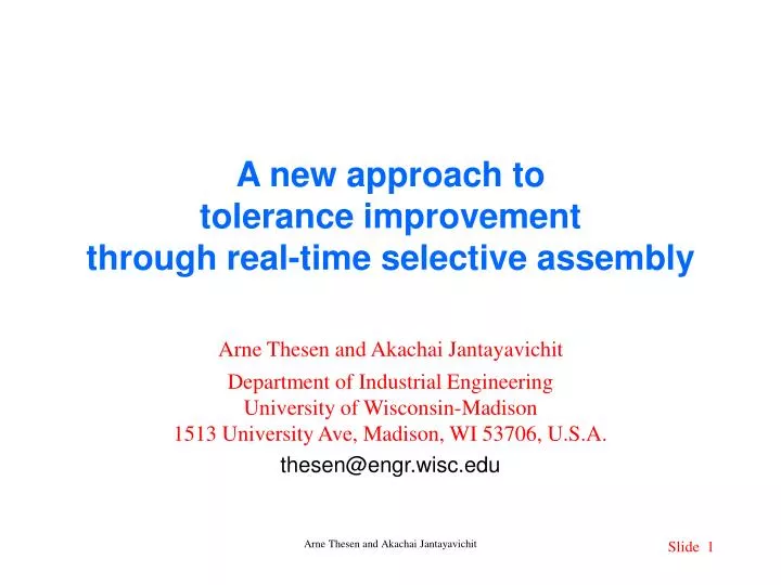 a new approach to tolerance improvement through real time selective assembly