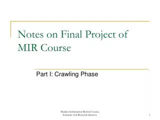 Notes on Final Project of MIR Course