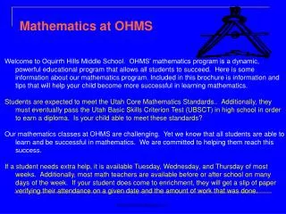 Mathematics at OHMS