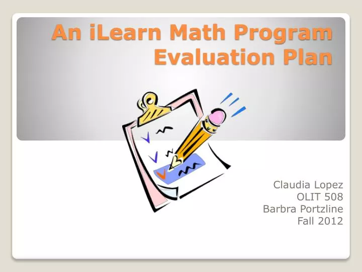 an ilearn math program evaluation plan