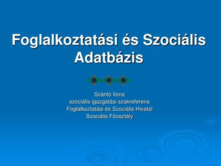 foglalkoztat si s szoci lis adatb zis