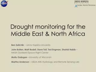 Drought monitoring for the Middle East &amp; North Africa