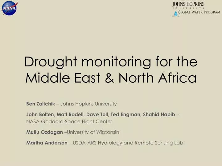 drought monitoring for the middle east north africa