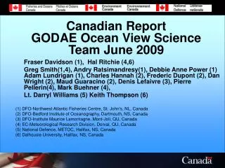 Canadian Report GODAE Ocean View Science Team June 2009