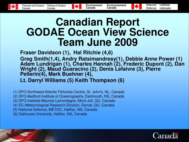 canadian report godae ocean view science team june 2009