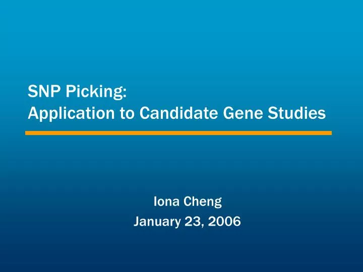 snp picking application to candidate gene studies