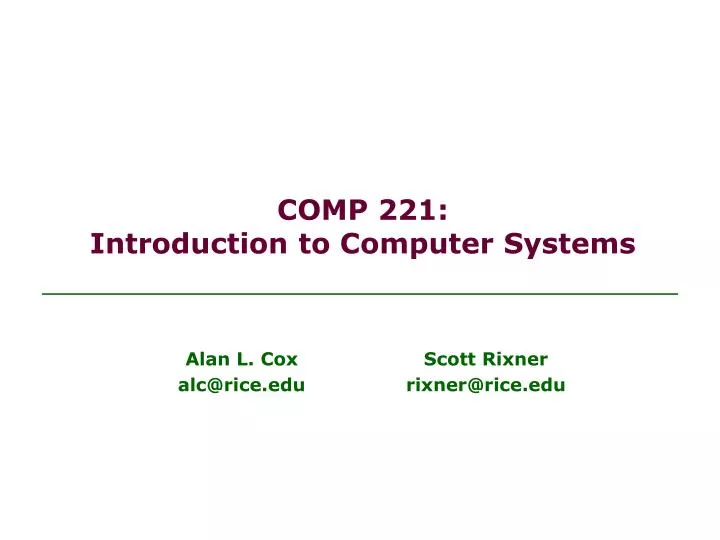 comp 221 introduction to computer systems