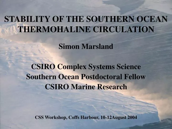 stability of the southern ocean thermohaline circulation