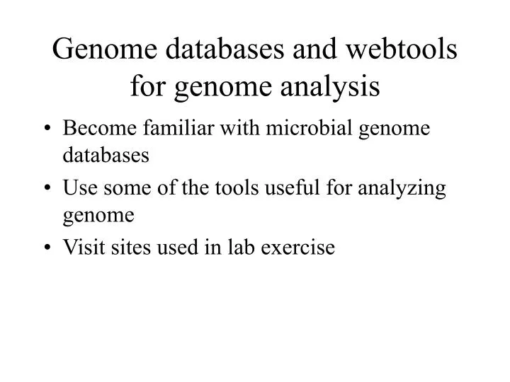 genome databases and webtools for genome analysis