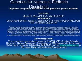 genetics for nurses in pediatric disciplines