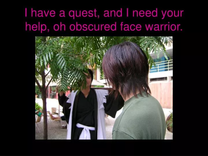 i have a quest and i need your help oh obscured face warrior