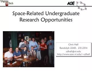 Space-Related Undergraduate Research Opportunities