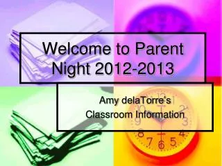 Welcome to Parent Night 2012-2013