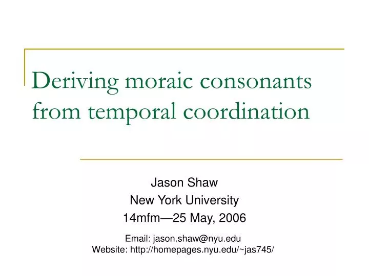 deriving moraic consonants from temporal coordination
