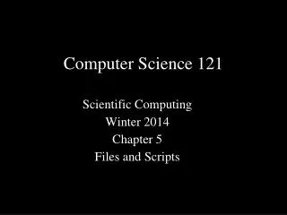 Computer Science 121