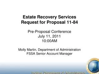 Estate Recovery Services Request for Proposal 11-84