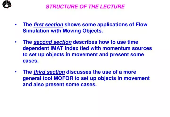 structure of the lecture