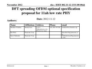 DFT spreading OFDM optional specification proposal for 11ah low rate PHY