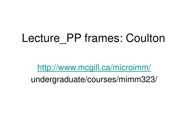 lecture pp frames coulton