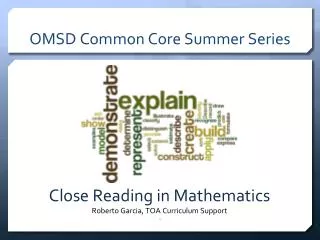 OMSD Common Core Summer Series