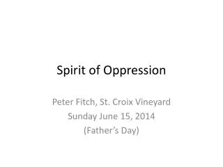 Spirit of Oppression