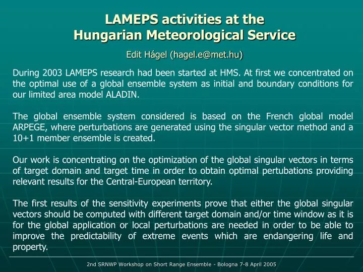 lameps activities at the hungarian meteorological service edit h gel hagel e@met hu