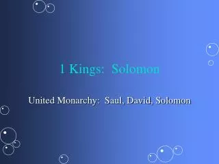 1 Kings: Solomon